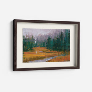 Side view of "Still Morning Mist" by James Ayers, highlighting the subtle texture and layered atmosphere in this misty paper artwork.
